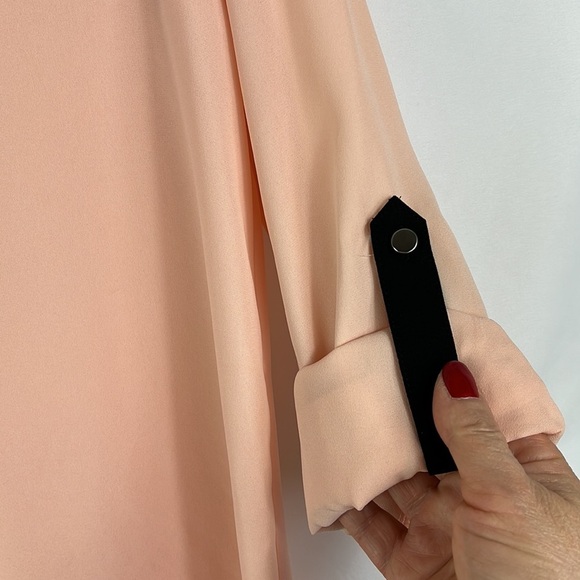 Relativity midi dress roll tab sleeves asymmetric hem Sz M - Picture 5 of 12